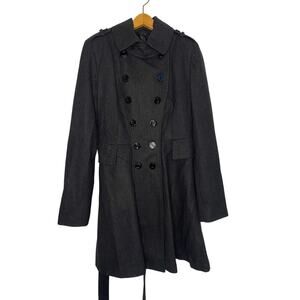 Women's Guess Pea Coat Jacket Long Wool Blend Buttons Preppy Classic Work Large